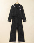 Black Polka Dot Button-Front Pajama Set