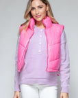 Snobbish Zip Up Turtleneck Shiny Quilted Vest