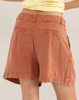 HYFVE High Waist Pleated Linen Shorts