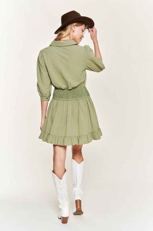 Jade by Jane Eyelet Detail 3/4 Sleeve Dress