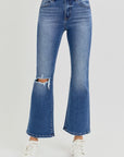 RISEN Full Size Distressed High Rise Crop Flare Jeans