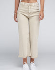 Zenana Acid Washed High Waist Frayed Hem Straight Pants