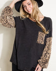 e Luna Animal Mixed Volume Sleeve Top