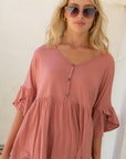 e Luna PLUS Solid Tulip Sleeve Babydoll Top