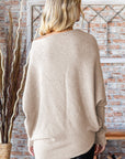 First Love Full Size Asymmetrical Hem Dolman Sleeve Sweater