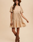 Annie Wear Mineral Washed Round Neck Short Sleeve Denim Dress