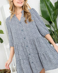 e Luna Dot Button Down Tiered Dress