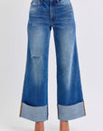 Judy Blue Full Size Distressed High Waist Wide Leg Jeans