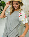 Plus Solid Floral Jersey Mixed Top - Online Only - My Pampered Life Seattle