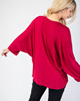 Celeste Full Size Notched Three-Quarter Sleeve Blouse