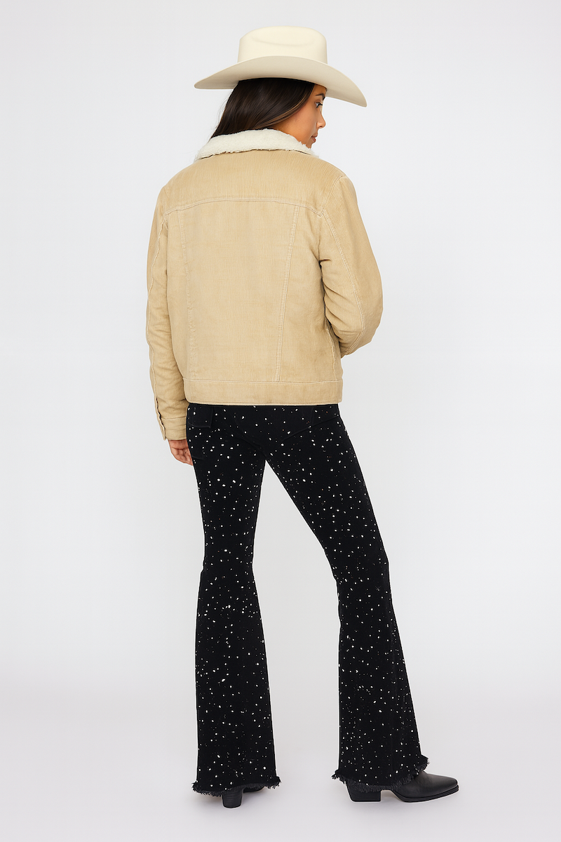 GJG Denim Vegas Glam Rhinestone Bell Bottom Jeans — Black