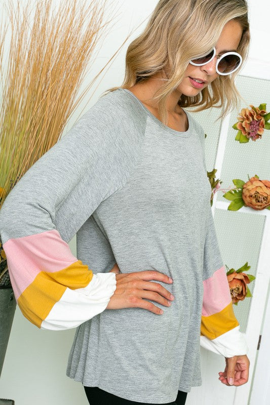 e Luna Solid Colorblock Top