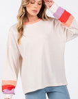 SAGE + FIG Color Block Waffle Knit T-Shirt