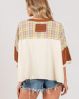 SAGE + FIG Round Neck Plaid Star Patch T-Shirt