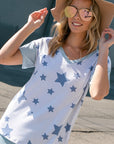 e Luna Star Print Striped Boxy Top