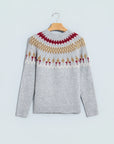 Gray Fair Isle Raglan Sleeve Sweater