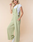 White Birch Texture Sleeveless Wide Leg Jumpsuit