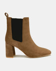 Beast Fashion Faux Suede Block Heel Chelsea Boots with Elastic Side Panel