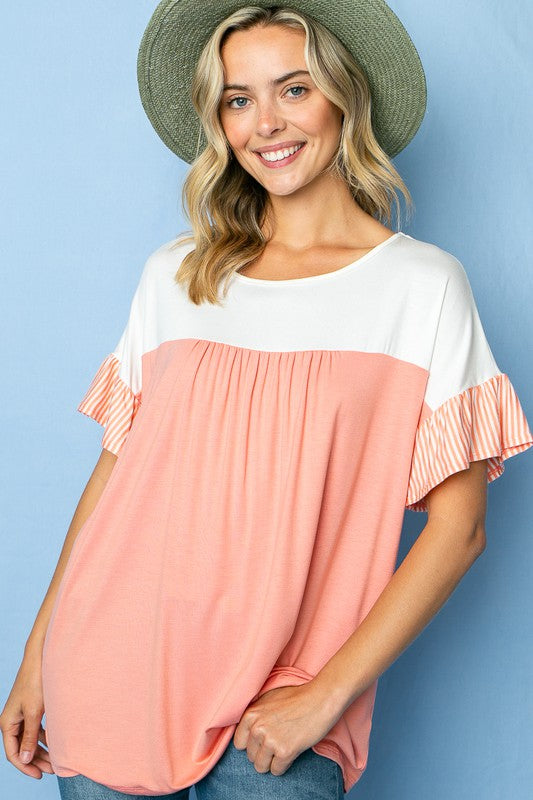 e Luna PLUS Solid Striped Baby Doll Top