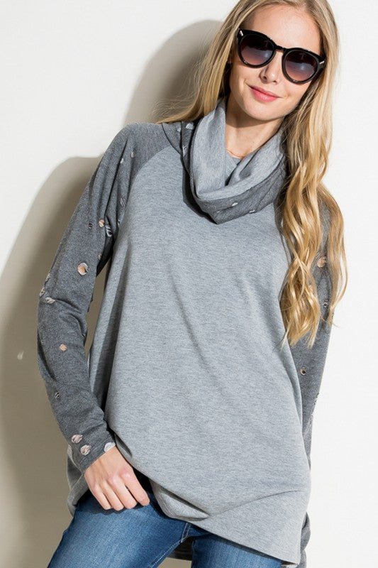 Distressed Terry Mix Tunic