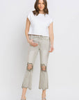 Lovervet Distressed Raw Hem Cropped Flare Jeans