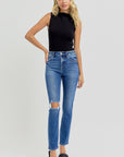 RISEN Full Size High Rise Ankle Skinny Knee Distressed Jeans