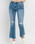 Vervet by Flying Monkey Full Size Mid Rise Distressed Cropped Flare Jeans