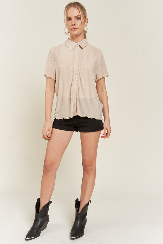 Jade By Jane Textured Button Down Shirt PLUS