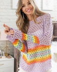 BiBi Rainbow Stripe Hollow Out Cover Up