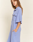 PLUS Jade by Jane Basic Collar Shirt Wide leg Jumpsuit