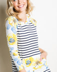 e Luna PLUS Striped Floral Mix Sweatshirt