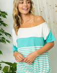 e Luna PLUS Stripe Mix One Shoulder Top