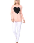 Cozy Heart Jacquard Round Neck Pullover Sweater