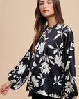 Annie Wear Frill Printed Balloon Sleeve Blouse