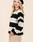 Mittoshop Striped Snap Shoulder Long Sleeve T-Shirt