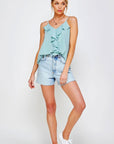 Textured Ruffle Frill Tank Top