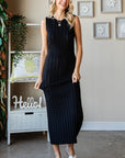 First Love Ribbed Knit Sleeveless Fitted Midi Dress