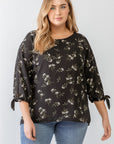 Zenobia Plus Size Floral Round Neck Blouse