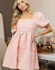 BiBi Flower Square Neck Puff Sleeve Dress