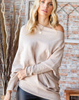 First Love Full Size Asymmetrical Hem Dolman Sleeve Sweater