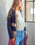 e Luna Solid Jersey Colorblock Cardigan