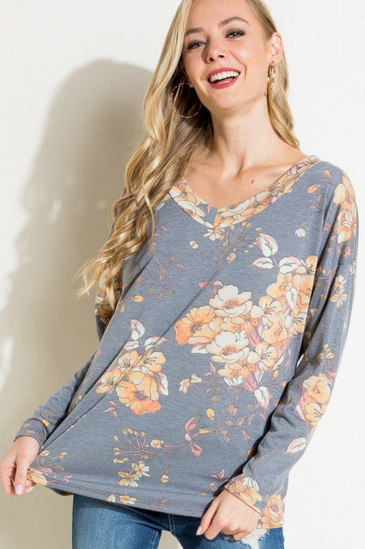 e Luna Floral Loose Fit Boxy Top