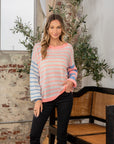 Sew In Love Full Size Striped Dropped Shoulder Sweater