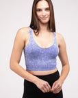 Zenana Washed Ribbed Cropped V-Neck Tank Top