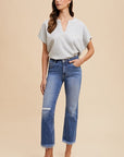 Annie Wear Distressed Raw Hem Straight Leg Cropped Jeans