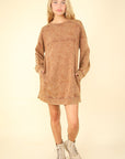 VERY J Mineral Washed Oversized Sweatshirt Mini Dress