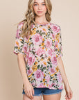 BOMBOM Floral Round Neck T-Shirt