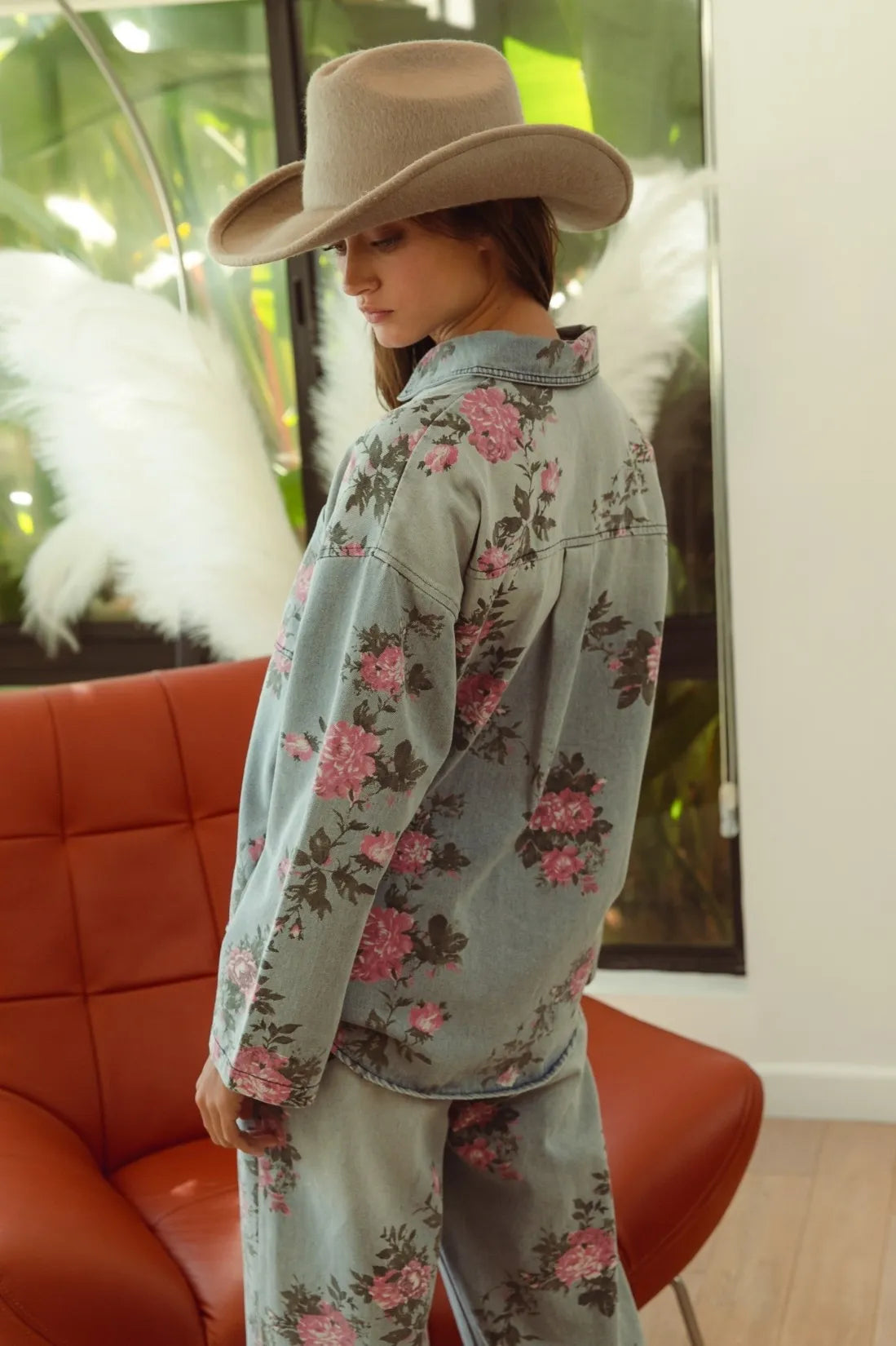 BiBi Flower Printed Denim Pants