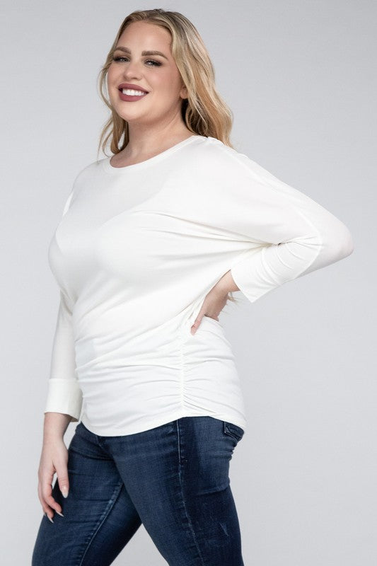 Zenana Plus Luxe Rayon Boat Neck 3/4 Sleeve Top