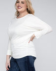 Zenana Plus Luxe Rayon Boat Neck 3/4 Sleeve Top